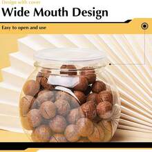 10 pièces Bocaux à biscuits en plastique transparent de 350 ml avec couvercles, boîtes de rangement pour bonbons à large ouverture, convient pour le comptoir de cuisine pour ranger les bonbons, les jelly beans, les biscuits et les collations - transparent - Voir 7