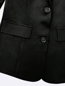 女士优雅单扣通勤西装外套 - 黑色 - 查看 6