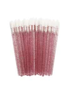 100 件/50 件专业唇刷和睫毛刷 - 高品质一次性闪亮水晶睫毛，超精细微型刷，用于精确睫毛延长涂抹器和温和的化妆清洁剂 - 美容化妆工具