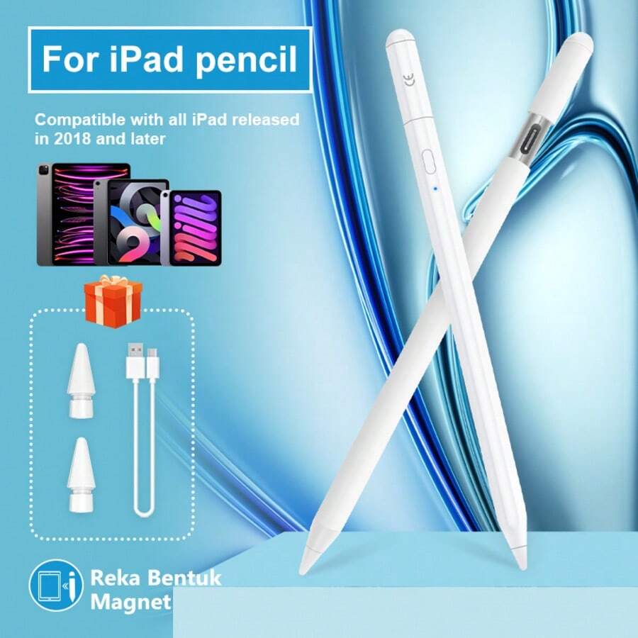 قلم تعمل باللمس متوافق مع أجهزة iPad (2018-2025)، iPad Pro (11/12.9 بوصة)، iPad Air 3/4/5، iPad 11/10/9/8/7/6، iPad Mini 6/5، مع ميزة رفض راحة اليد، شحن سريع، حساسية للميل، كتابة بتأخير منخفض، مثالي كهدية للطلاب والرسامين والأمهات والعائلة والأصدقاء والأطفال وأعياد الميلاد والمناسبات، إكسسوارات الهاتف