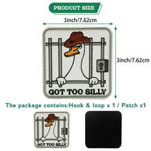 GIURKUU 1 Stück lustiger Cowboy Gans Patch - Wurde zu albern, Klettverschluss Meme Patches, DIY bestickte Applikationen für Rucksäcke, Trucker Hüte, Jacken, Taschen