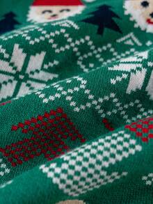 Kids Boys Girls Christmas Santa Claus & Christmas Tree Pattern Long Sleeve Sweater, Christmas Gift, Christmas Snowflake Crew Neck Pullover, Suitable For Christmas Party, Daily Wear, Spring, Autumn, Winter