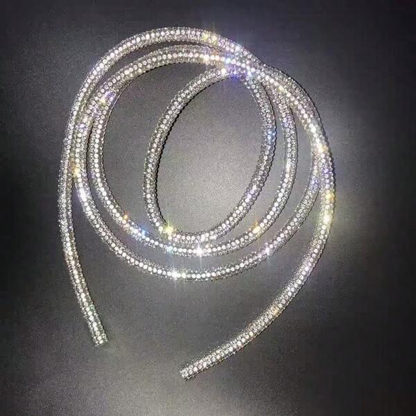 4mm runde Röhre Strass-Kordel, dichter weißer Kristall-Borte für Basteleien, DIY Haarband, Kleidung, Schleifen, Verzierungen