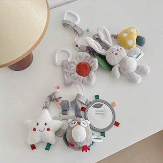 1pc Baby Stroller Toy Hanging Decoration, Infant Car Safety Seat Rattle Plush Toy, Suitable As Newborn Gift, Random Color Rattle Beads