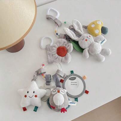 1pc Baby Stroller Toy Hanging Decoration, Infant Car Safety Seat Rattle Plush Toy, Suitable As Newborn Gift, Random Color Rattle Beads