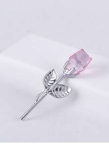 1pc Crystal Red Rose Gift With Silver Leaf Infinity Flower|Handmade Wrapped|Thanksgiving/Wedding/Anniversary/Valentine's Day Gift For Her - Multicolor - View 19