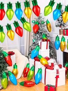 10pcs/5pcs/Set Christmas Bulb Pattern Decorative Balloons, Perfect Christmas Decorations, Suitable For Birthday Party Balloons, Holiday Party Room Decorations, Mother's Day, Valentine's Day Outdoor Event Planning Decorations,