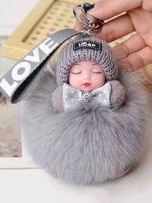 1 pieza Llavero de peluche suave y lujoso de color vibrante, colgante de muñeco de peluche dormido adorable como accesorio para mochila, regalo, bolso o accesorios de coche