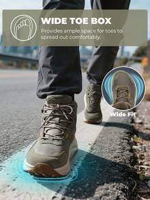 Men's Hiking Boots Wide Toe Box Low Drop Waterproof Outdoor Trekking Camping Shoes For Plantar Fasciitis Bunion Katahdin - 橄欖綠 - 查看 4