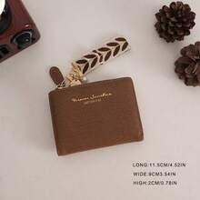 1pc Chocolate Color Vintage Folding Wallet Korean Style Student Coin Purse Retro Snap Closure Pouch For Women Wallet Mini Wallet Purse Wallet Fall Autumn Cute Wallet Small Wallet Wristlet Wallet - Brown - View 2