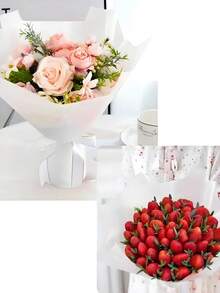 20 张优质双面鲜花包装纸 - 防水耐用的红色和黑色设计 - 非常适合时尚礼品包装、DIY 工艺品、婚礼和任何场合装饰 - 包括薄纸和花店花束用品 - 白色 - 查看 2