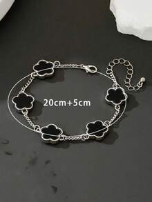 1 件/2 件简约时尚经典黑白四叶草链条手链套装，生日礼物