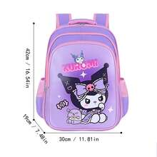 Sanrio Mochila grande de Sanrio para Kuromi y My Melody, mochila plegable con correas ajustables, con estampado de animales lindos, de nailon duradero, adecuada para uso al aire libre - Mochila de mujer de moda, bolso de exterior, bolso escolar. Estampado de animales lindos y patrón geométrico, cierre de cremallera, lavable, mochila de estilo universitario casual, adecuada para el transporte diario, la escuela, etc., rosa y morado