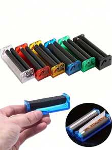 1个手动卷烟器，适用于2.8英寸、3.1英寸和4.3英寸卷烟纸，手持塑料卷烟器，吸烟配件 - 颜色随机，返校用品 - 彩色 - 查看 3