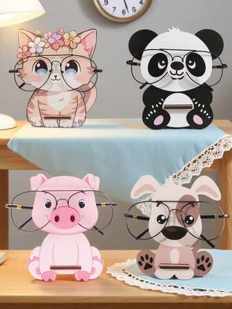1pc Wooden Glasses Storage Rack Lovely Animal Shape Desktop Sunglasses Display Stand Easy To Install Home Decoration Ornaments For Living Room, Bedroom, Office Classroom, Ideal Gift To Classmate And Friends.
