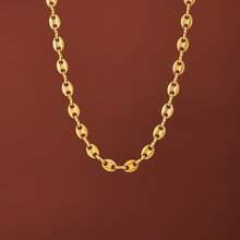 18K Gold Plated 1pc High Quality Personalized Minimalist Stainless Steel Gold Bead Necklace, Women's Jewelry For Daily Wear, Holiday Gift, Best Friend Gifts