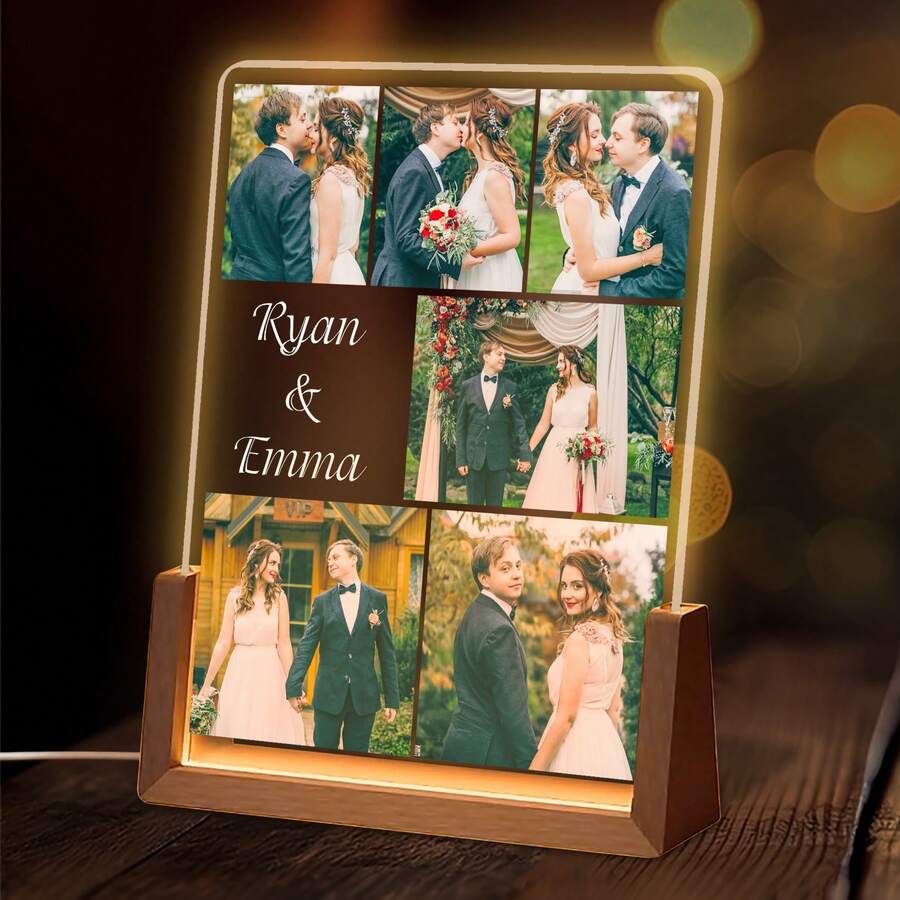 Customizable Photo LED Night Lamp, Customizable Photo Acrylic LED Night Light, Light Up Your Memories.A Unique Gift For Loved Ones On Anniversarie, Birthday, Valentine's Day, Or Anytime You Want To Express Your Love, Add Names & Your Favorite Photos. - YKL655-1-yD6RGBS-a - View 1