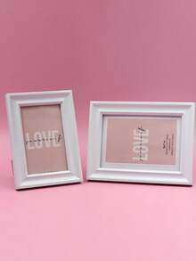 1pc Nordic Style Flat Edge Simple Photo Frame, Density Board Frame Suitable For Living Room, Study, Bedroom - White - View 4
