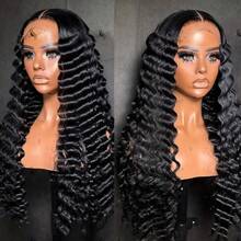NARNI 40 Inch 250% Density Wear And Go Glueless Human Hair Wig 13x4 HD Loose Deep Wave Lace Front Wigs Human Hair Pre Plucked Wet And Wavy Lace Front Wig Human Hair For Women With Baby Hair Natural Black Color - Natural Black - View 7