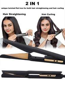 PinkSings 2-In-1 Spiral Hair Straightener/Curler, Hair Straightener And Curler Combo With Digital LCD Display, Adjustable Temperature, Suitable For All Hair Types