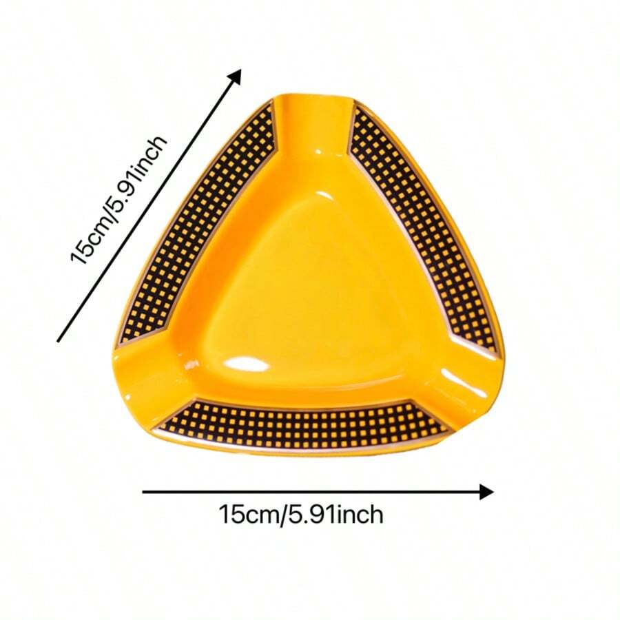 Triangular Cigar Ashtray, Ceramic With Temperature Control | Handcrafted Leather Triangular Cigar Ashtray | Heat-Resistant Glass Triangular Cigar Ashtray | Temperature Control, Ceramic, Leather, Glass, Heat-Resistant | Premium Materials, Practical Functions