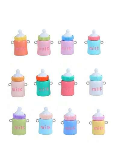 2 pièces/4 pièces/6 pièces Modèle de mini bouteille de lait macaron mignon aléatoire OB1, accessoires de scène. Décoration miniature essentielle pour les collectionneurs de poupées, idéal comme petit cadeau pour Halloween, Noël, fêtes et événements (couleur et cordon envoyés au hasard)