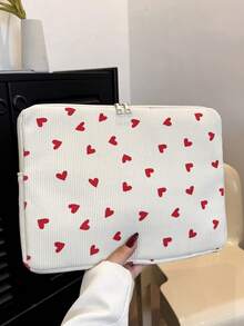 1pc 11"/13"/15" Student Laptop Sleeve, Red Heart Print Casual Unisex Laptop Bag, Protective Case, File Bag, Notebook Sleeve, Laptop Carrying Bag, Compatible With MacBook, HP, ASUS, Suitable For Girls, Teens, Boys, College Students, 9-15" Tablet Sleeve, Compatible With IPad Air 4/5, IPad Pro Autumn University Essentials Laptop Bag For Women Mac Book Case Back To School