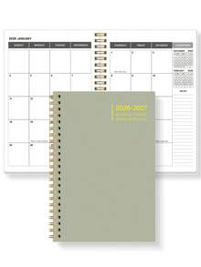 全新2026年1月至2027年12月月度计划本，简约活页设计，粉色，包含每日、每周和每月计划，适用于记录会议议程、工作计划、学习计划、日常日记，办公及学习用品，2026年新年礼物