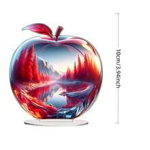 1pcs2D Flat Thickness 0.3 Cm Crystal Apple Creative Home Living Room Desktop Decoration, Colorful Acrylic Vibrant Bohemian Style, Collected Statues, Desktop Plaques, Suitable For Living Room, Bedroom, Study And Office Decoration
