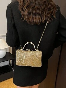 Dedoo 新款镶钻闪亮晚宴手拿包，带流苏装饰，女士礼物，适合派对、婚礼、宴会等场合 - 金色 - 查看 7