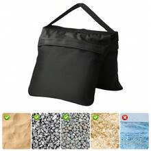 4-Pack Industrial Sandbags For Studio Use – Heavy-Duty Saddlebags With Secure Zipper & Hook System - Black - View 4