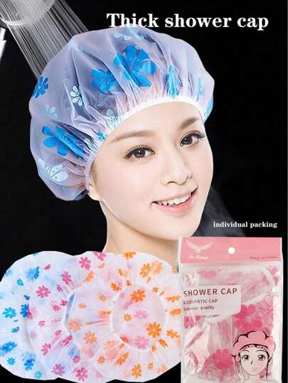 15/10/8/5/3/1 件装花卉图案加厚可重复使用防水浴帽，适合女性、SPA 和美发沙龙使用，是返校、旅行和度假的必备品