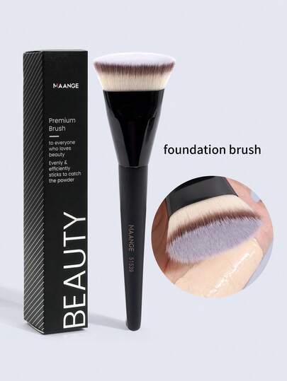 MAANGE 1 pièce/3 pièces Outil de maquillage professionnel, pinceau de fond de teint à tête plate et ronde, pinceau correcteur triangulaire, avec boîte et houppettes de maquillage triangulaires, outil de maquillage hypoallergénique, pinceau de fond de teint pour maquillage liquide, pour le maquillage quotidien sur le visage, à la maison ou en déplacement, accessoires de maquillage cadeaux pour les amis