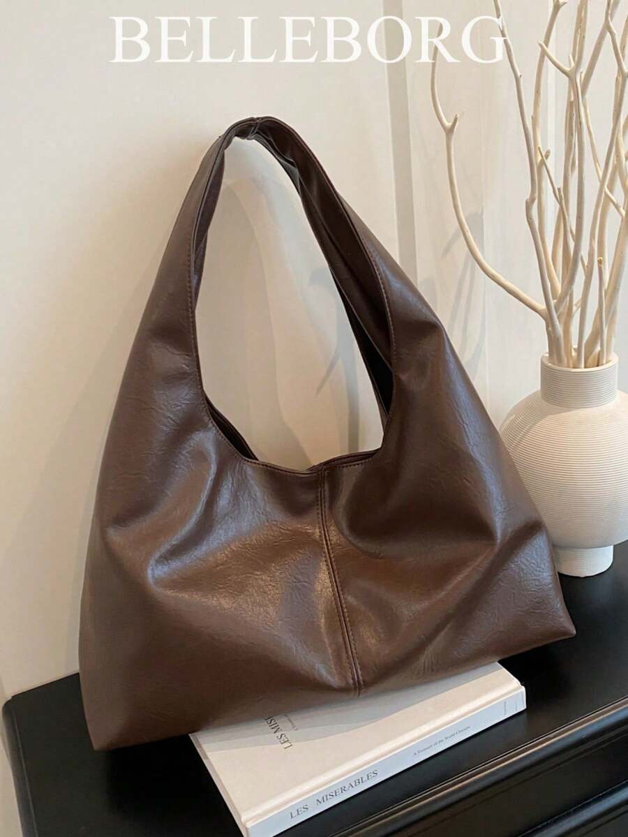 Casual Minimalist Large Capacity Lightweight Versatile Women Underarm Shoulder Bag - Cà phê - Xem 1