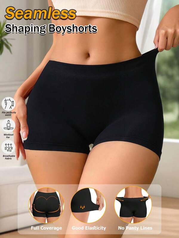 Women's Boyshorts Low Waist Seamless Boxer Briefs Comfortable Panties Sexy Lingerie Soft Shorts Panty Underwear Women Butt Lift Shapewear Knickers Minimal Style Shaping Sports Underpants Suitable For Summer With Dresses