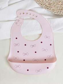 2pcs/1pc Baby Silicone Bibs - Leakproof, Stain-Resistant, Soft, Adjustable, Boilable, Portable, With Bow & Polka Dot Patterns, Suitable For Baby Daily Use & Outings - Multicolor - View 7