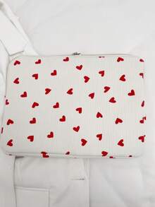 1pc 11"/13"/15" Student Laptop Sleeve, Red Heart Print Casual Unisex Laptop Bag, Protective Case, File Bag, Notebook Sleeve, Laptop Carrying Bag, Compatible With MacBook, HP, ASUS, Suitable For Girls, Teens, Boys, College Students, 9-15" Tablet Sleeve, Compatible With IPad Air 4/5, IPad Pro Autumn University Essentials Laptop Bag For Women Mac Book Case Back To School