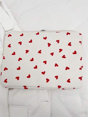 1pc 11"/13"/15" Student Laptop Sleeve, Red Heart Print Casual Unisex Laptop Bag, Protective Case, File Bag, Notebook Sleeve, Laptop Carrying Bag, Compatible With MacBook, HP, ASUS, Suitable For Girls, Teens, Boys, College Students, 9-15" Tablet Sleeve, Compatible With IPad Air 4/5, IPad Pro Autumn University Essentials Laptop Bag For Women Mac Book Case Back To School