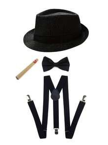 D EXCEED 3/4/5/8 件套 1920 年代咆哮年代男士帽子、领结和 Y 型吊带 – 适用于 1920 年代复古婚礼、复古地下酒吧之夜、装饰艺术主题舞会、盖茨比风格花园派对 - 彩色 - 查看 3