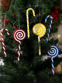 6pcs/Set Festive Christmas Candy Canes Ornaments Set - Vibrant Holiday Decorations For Tree, Wreaths, Mantel, And Home - Perfect For Creating A Joyful Atmosphere,Christmas Decor, Christmas Supplies Christmas Decorations Winter Room Decor - Multicolor - View 4