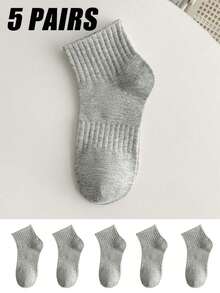 5 pares de calcetines de cintura de licra de alta elasticidad para hombres, aptos para uso diario, unisex, artículo esencial para otoño/invierno, también un regalo ideal para el Día del Padre, el Día de la Madre, Navidad, novedoso e interesante, adecuado para padres, hijas, abuelos, compras, senderismo, deportes, viajes y otras ocasiones. - Gris - Ver 2