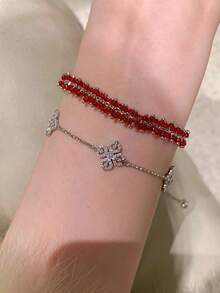 1pc Zirconia Flower Bracelet For Women, Fashion Luxury Elegant Romantic Unique Niche Design Delicate Accessory Suitable For Party, Gathering, Banquet, Daily Wear, Valentine's Day Gift