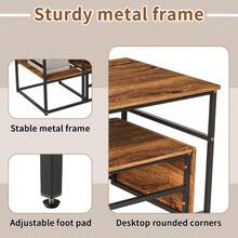 HOKZYHOUSE Couchtisch 2er Set, Wohnzimmertisch, Couchtisch mit Stahlgestell und Ablagen, Industrie-Design, Skandinavischer Stil, Sofatisch aus Holz, Beistelltisch, Vintagebraun