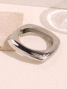 Fashionable Vintage Metal & Resin Layered Bangle Bracelet, Asymmetrical Thick Geometric Bracelet, New Jewelry For Women In Autumn/Winter