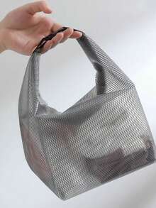 Large Capacity Drawstring Waterproof Stationery Bag, Toiletry Bag With Mesh, Multifunctional Handbag, Document Bag, Minimalist Large Capacity, Multipurpose Storage Box, School Supplies, Snacks - Rectangular Home Organization Box, Storage Container