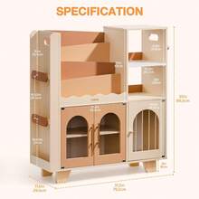ROBUD Wooden Kids Bookshelf Montessori Bookshelf For Toddlers Beige Kids Bookcase And Toy Storage Wooden Book Shelf Organizer For Playroom Nursery Kids' Rooms - Brown - View 4