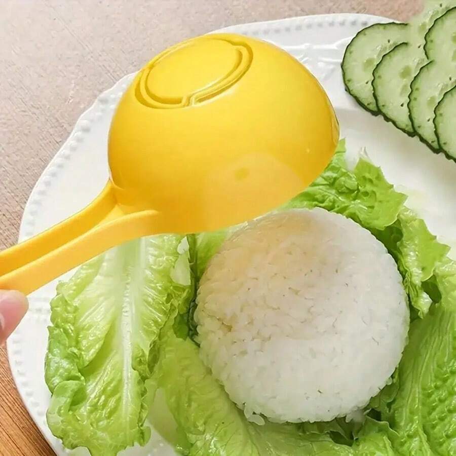 1 Piece Bright Yellow Semi-Circular Rice Spoon - Durable Plastic Kitchen Tool With Ergonomic Handle, Easy For Flipping Rice And Vegetables, Portion Control And Serving - Ideal For Festive Meals And Diet Management, Unique Design Tableware