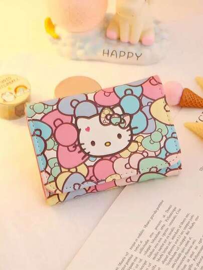 Sanrio 1pc Sanrio Hello Kitty Foldable Coin Purse Cartoon Pattern Wallet Multi-Card Holder Suitable For Daily Use Ideal Birthday Gift Great Gift For Family And Friends For Women Money Wallet Mini Wallet Purse Wallet Fall Autumn Coin Wallet