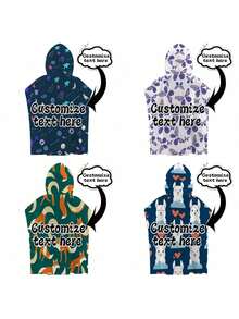 1 件可定制卡通图案，可穿戴连帽斗篷毛巾，柔软超细纤维，快干吸水，适合游泳、旅行、海滩浴室装饰秋季装饰海滩必需品返校浴巾适用于美容沙龙、酒店运动、家庭必需品、毛巾、皮肤护理 - 彩色 - 查看 12