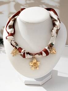 1pc Fashion Heart, Cross, Flower, Ocean & Floral Pattern Scarf Necklace - Scarf Necklace - View 17